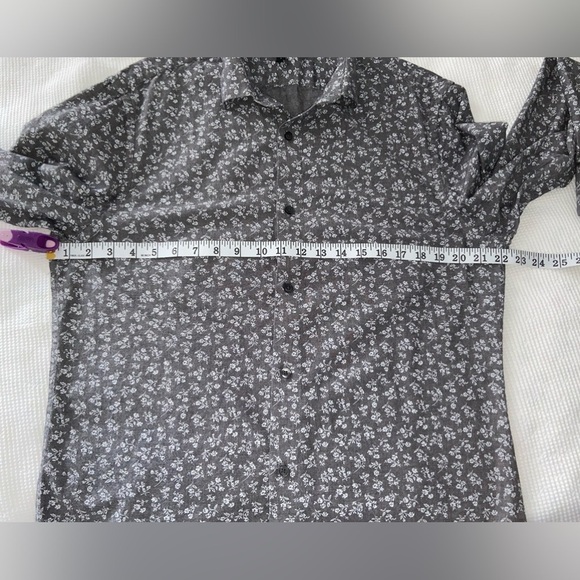 2/40$ Men’s‎ BANANA REPUBLIC floral gray tailored slim buttoned shirt size Large - Picture 5 of 7